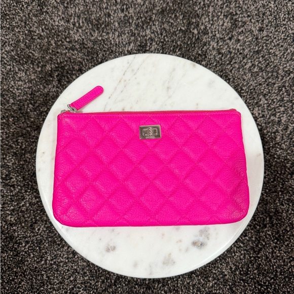 Chanel Pink Goatskin Quilted Cavier O-Case Pouch Wallet Bag - Picture 2 of 13